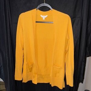 Time and Tru Yellow Open-Front Cardigan Sweater S 4-6